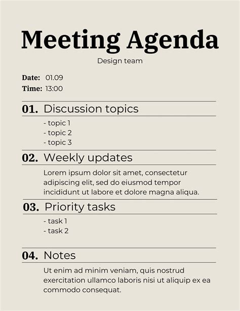 Examples Of Meeting Agenda Template