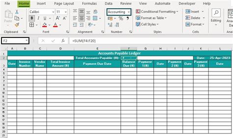 Excel Accounts Payable Template