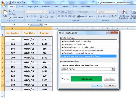 Excel Conditional Formatting Using And