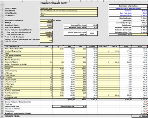 Excel Construction Template