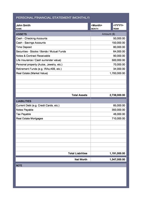 Excel Financial Statement Template