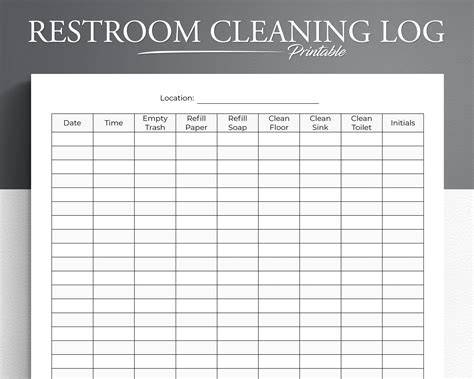 Excel Free Printable Restroom Cleaning Log
