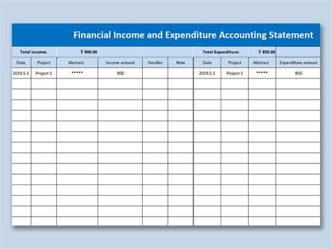 Excel Income Expenditure Template