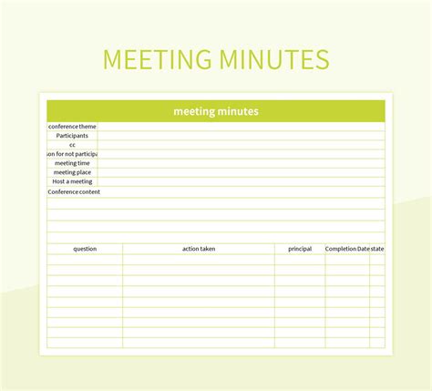 Excel Minutes Templates For Meetings