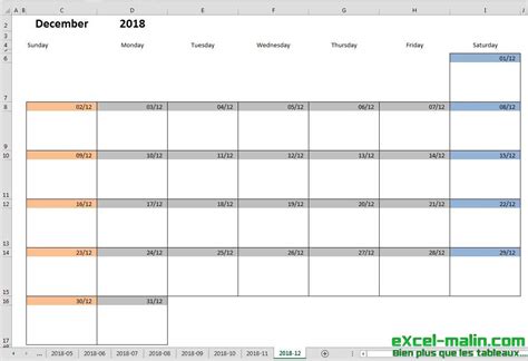 Excel Month Calendar Template