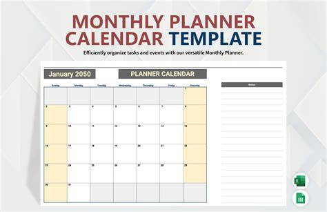 Excel Monthly Planner Calendar Template For Any Year