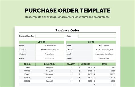 Excel Purchase Order Template