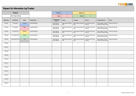 Excel Rfi Template