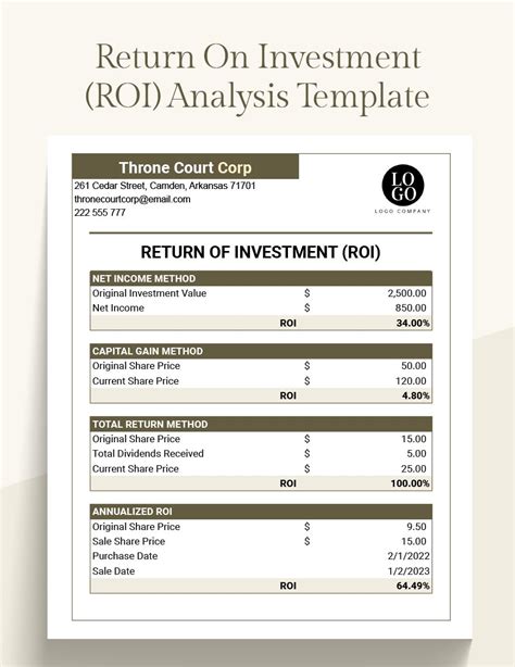 Excel Roi Template