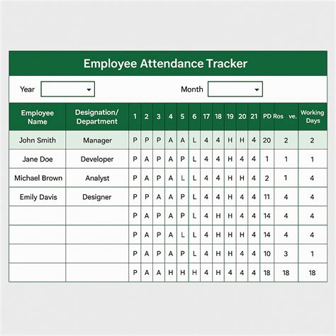 Excel Template Employee Attendance Tracker