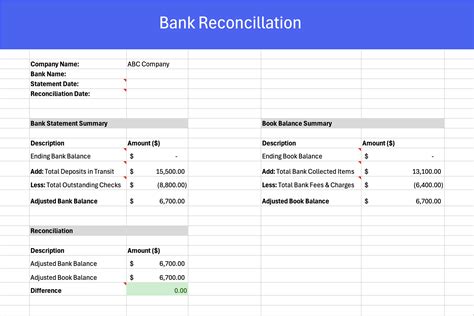 Excel Template For Bank Reconciliation