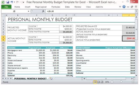 Excel Template For Monthly Budget