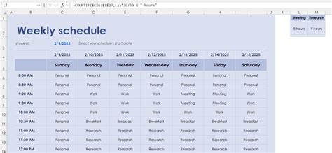 Excel Template Weekly Work Schedule