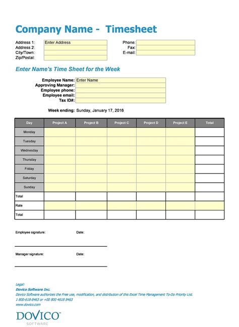 Excel Timesheets Templates