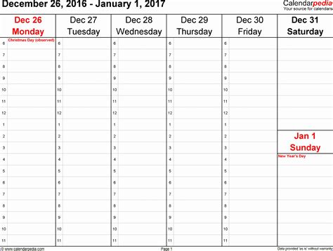 Excel Week Calendar Template