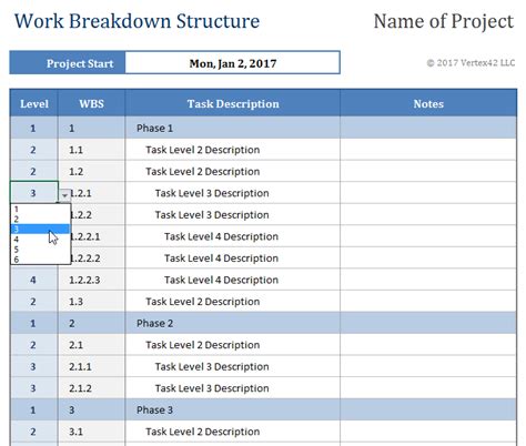 Excel Work Breakdown Structure Template