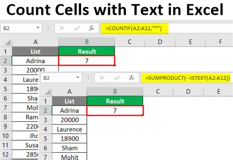 Excel-Formula Count Cells with Text