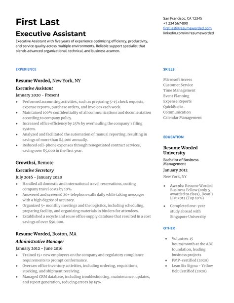 Executive Assistant Resume Templates