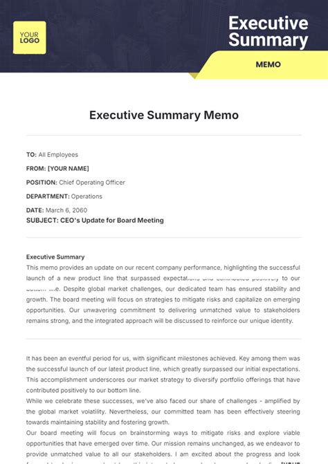 Executive Memo Template