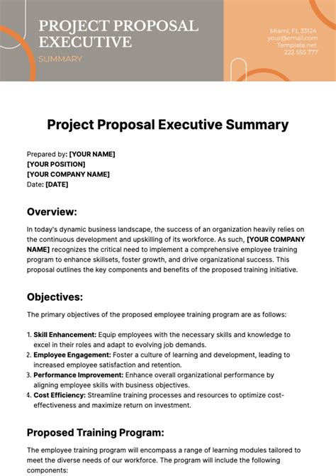 Executive Summary Template For Proposal