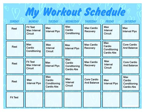 Exercise Calendar Printable