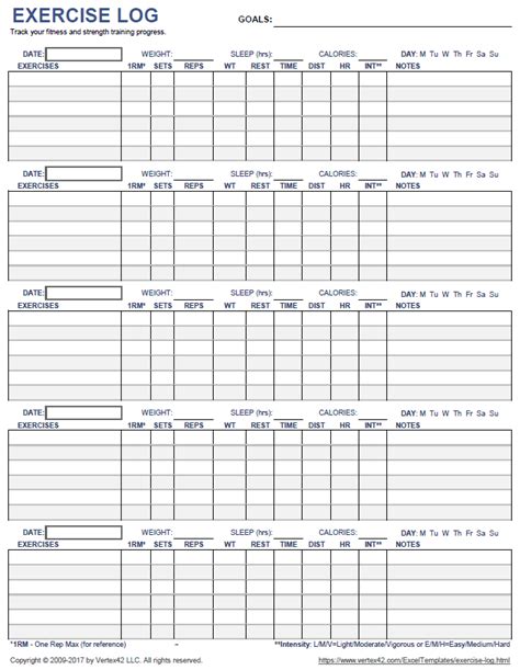Exercise Template Log