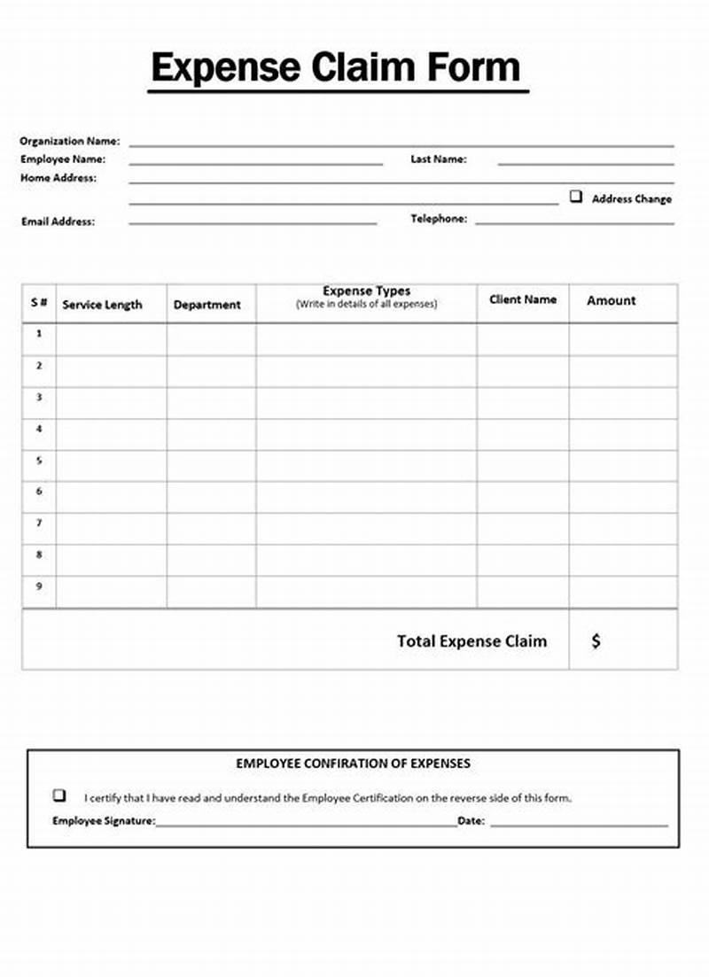 Expense Claim Form Example