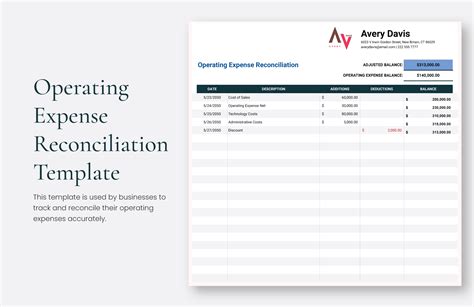 Expense Reconciliation Template Excel