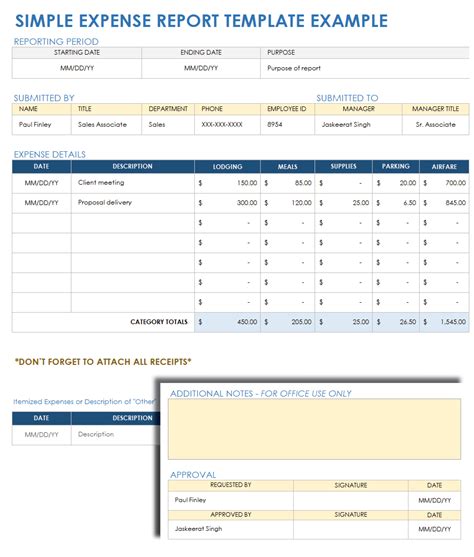 Expense Reporting Template