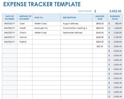 Expense Tracking Excel Template