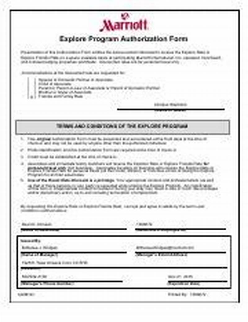 Explore Program Authorization Form Marriott