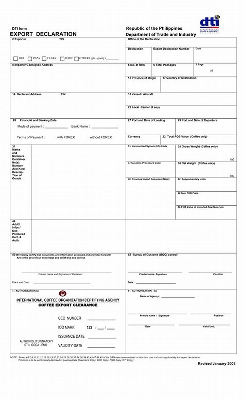 Export Declaration Form
