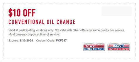 Express Oil Change $10 Off Coupon Printable