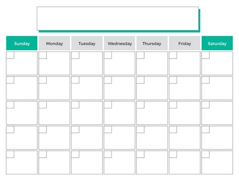 Extra Large Printable Monthly Calendar