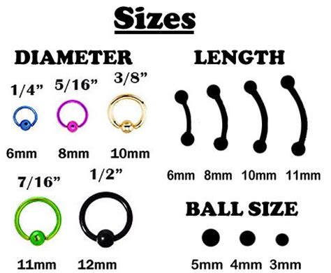 Eyebrow Piercing Size Chart