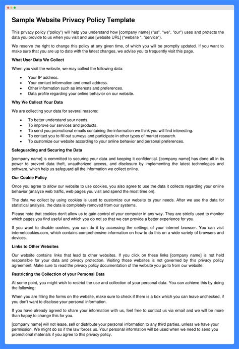 Facebook Privacy Policy Template