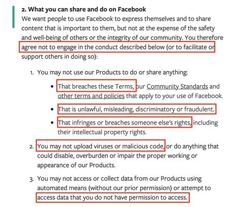 Facebook Terms and Conditions