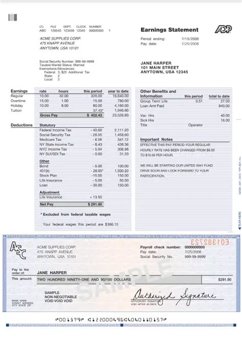 Fake Adp Pay Stub Template