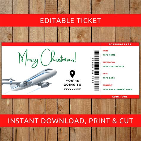 Fake Plane Ticket Template For Gift