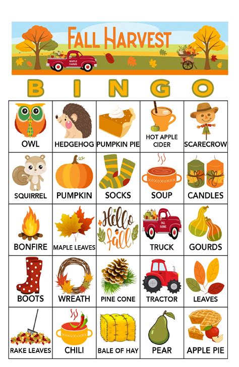 Fall Bingo Cards Free Printable