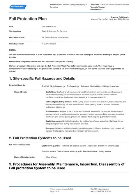 Fall Protection Program Template