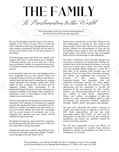 Family A Proclamation To.rhe World Printable