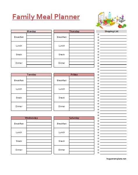Family Meal Planner Template