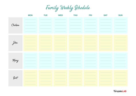 Family Schedule Template