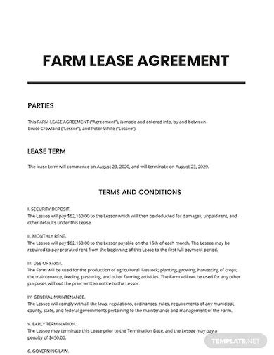 Farm Lease Template