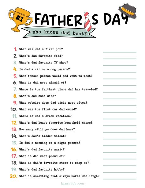 Father's Day Trivia Questions And Answers Printable