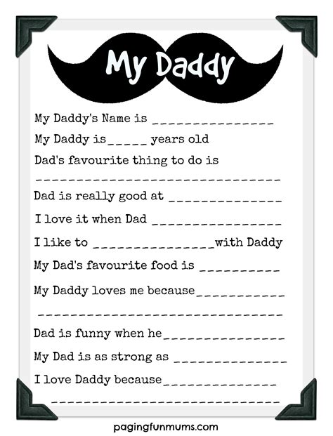 Fathers Day Questions For Kids Printable