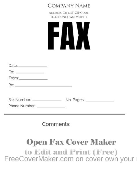 Fax Cover Page Template Free