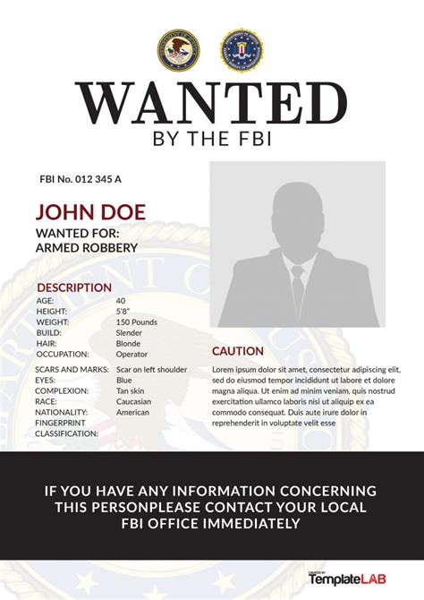 Fbi Most Wanted Poster Template