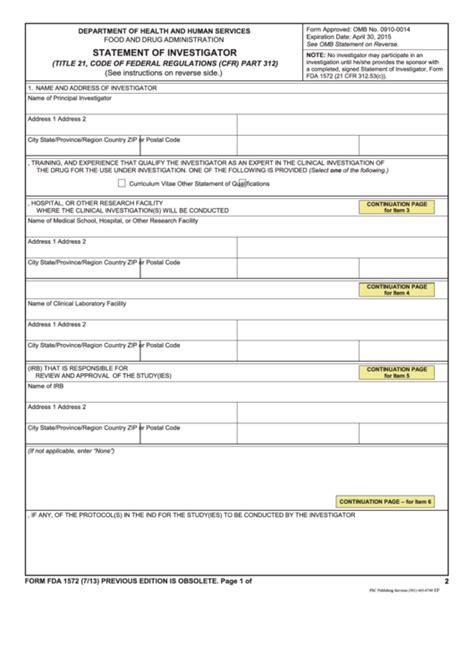 Fda 1572 Template
